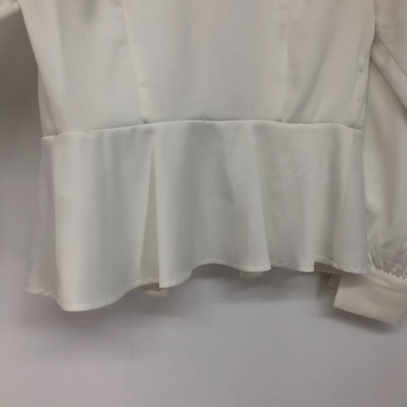 TopShop white button down peplum blouse collared sleeves size 6 - Picture 12 of 15